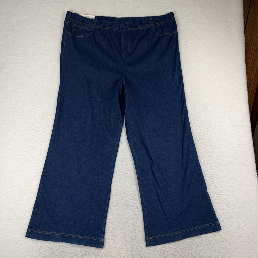 Serra Wide Leg Jegging Jeans XL 16-18 (W41) Blue Pull On Elastic Waist Denim NWT